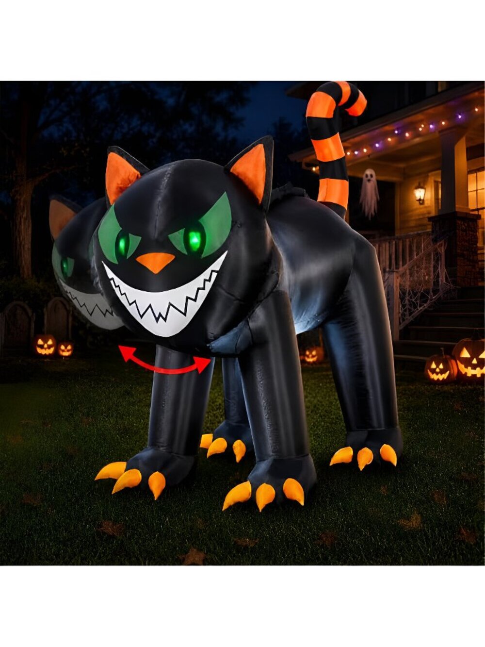 7FT Halloween Inflatables Black Cat Blow Up Yard Outdoor Decorations with
